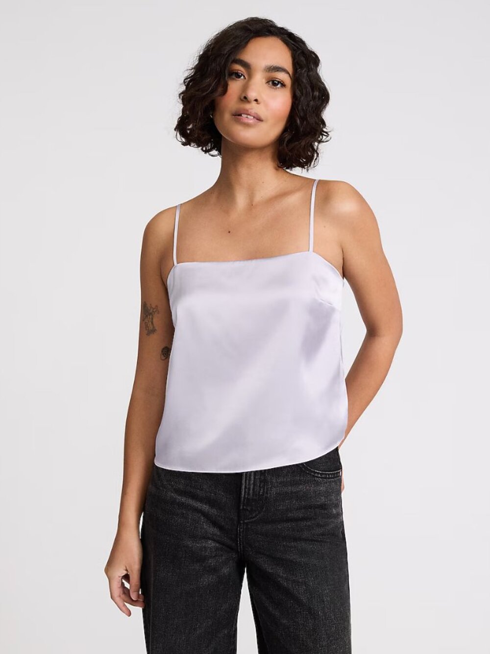 Express Satin Square Neck Cami (S) - Lavender Mist